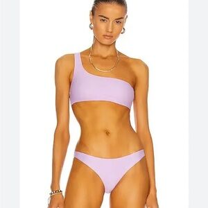 NWT JADE Swim Bikini Top Apex One Shoulder In Lilac Terry Size L